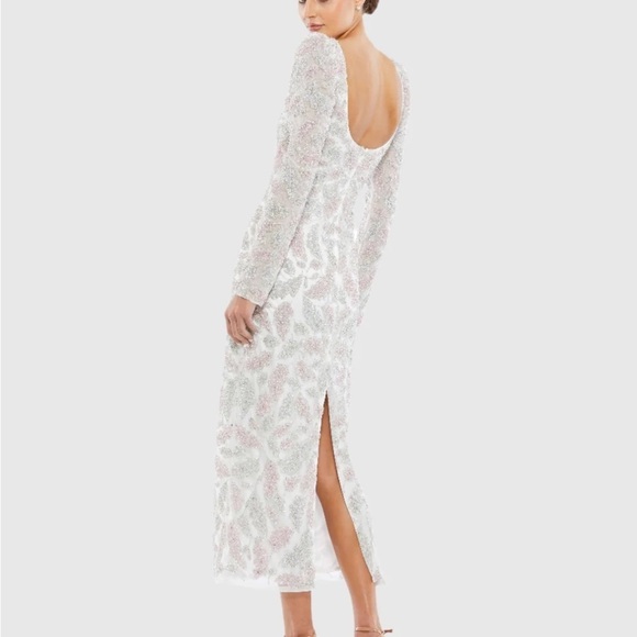 Mac Duggal 5424 NWT Foliage Embellished Midi Sheath Dress - Picture 3 of 8